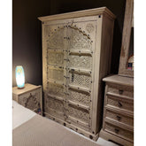 Indian Hand Carved Solid Wooden Cupboard Wardrobe D33